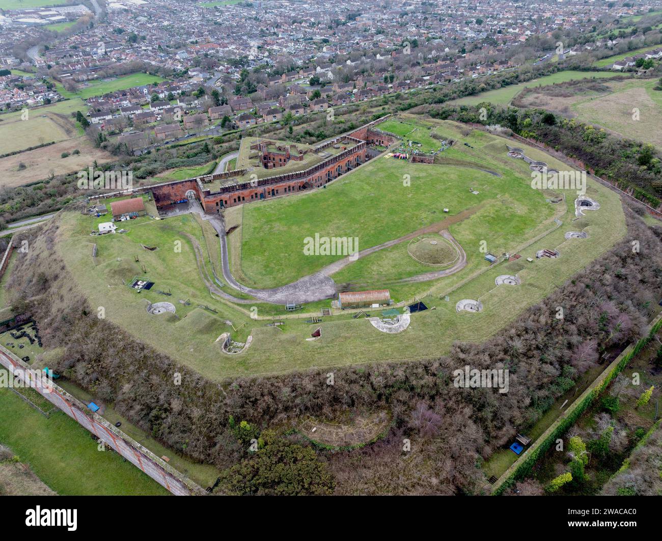 Aerial view of Lord Palmerston's fort Purbrook on the Eastern end of