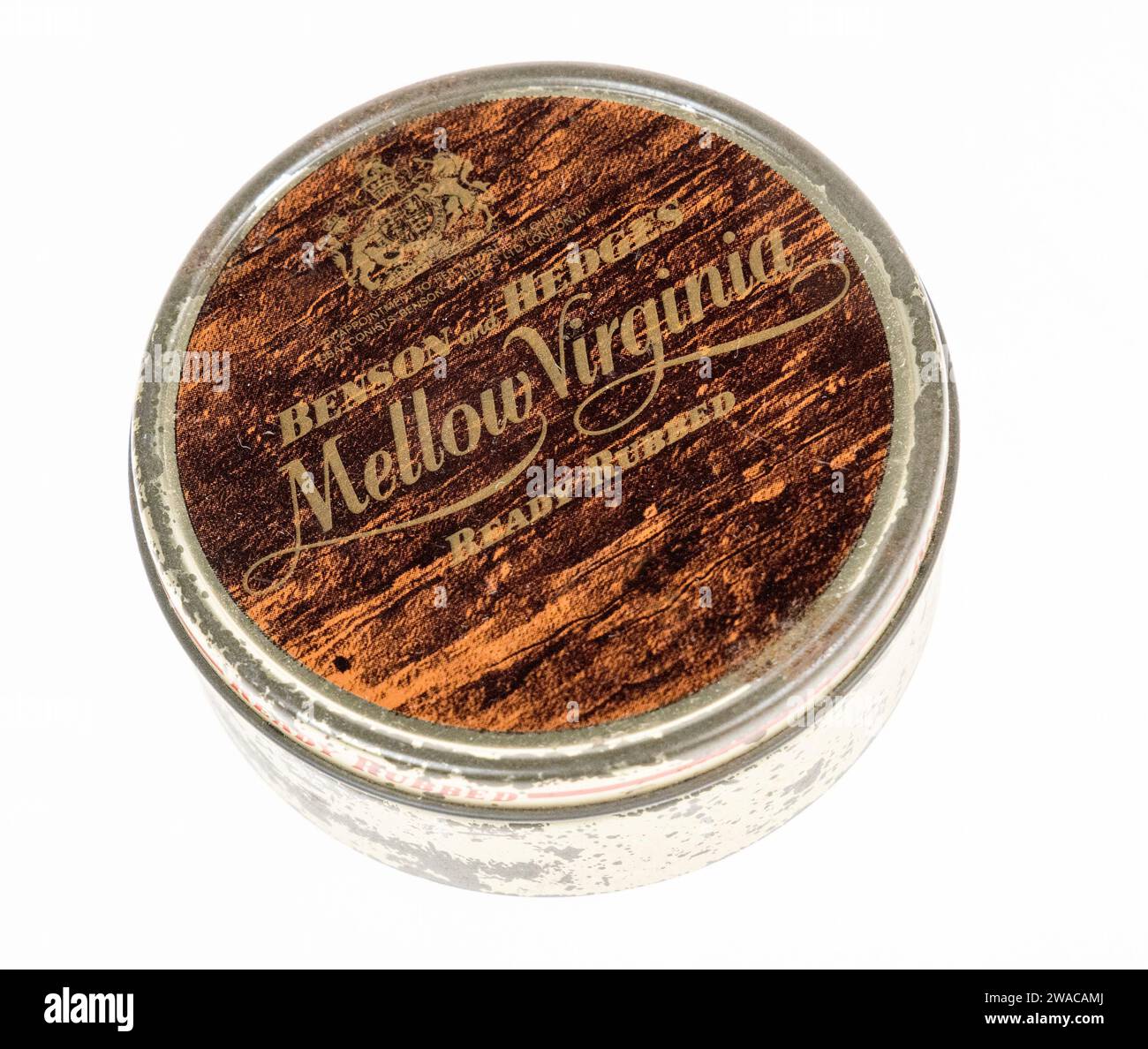Mellow Virginia tin by Benson and Hedges ready rubbed tobacco from the 1970s, UK Stock Photo