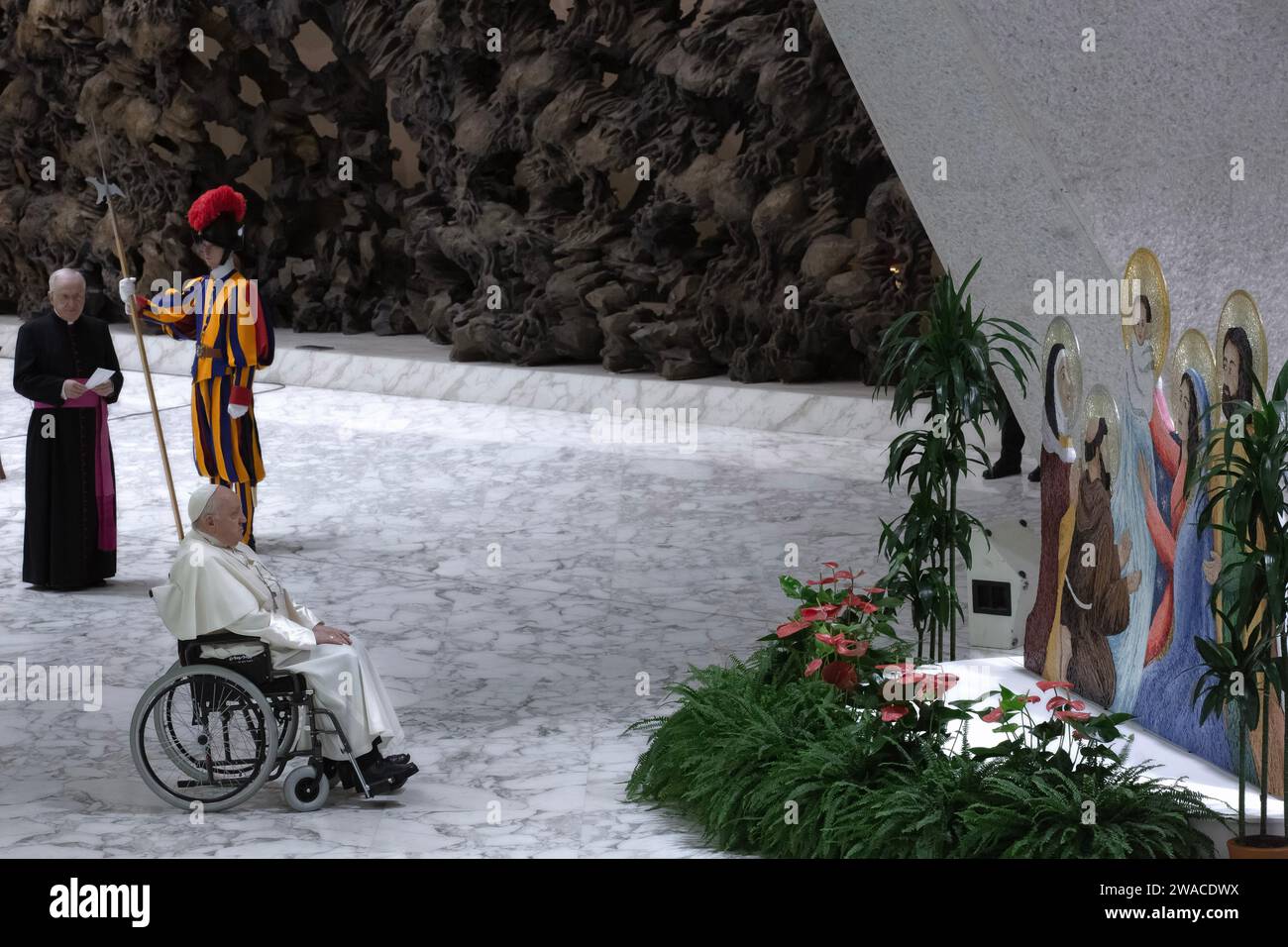 Vatican city, Vatican, 3 January, 2024. Pope Francis during his weekly