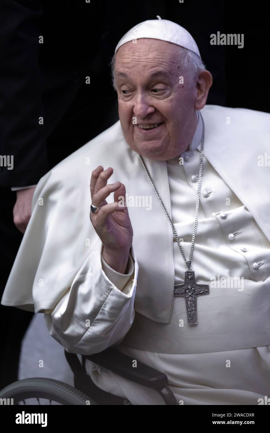 Vatican city, Vatican, 3 January, 2024. Pope Francis during his weekly