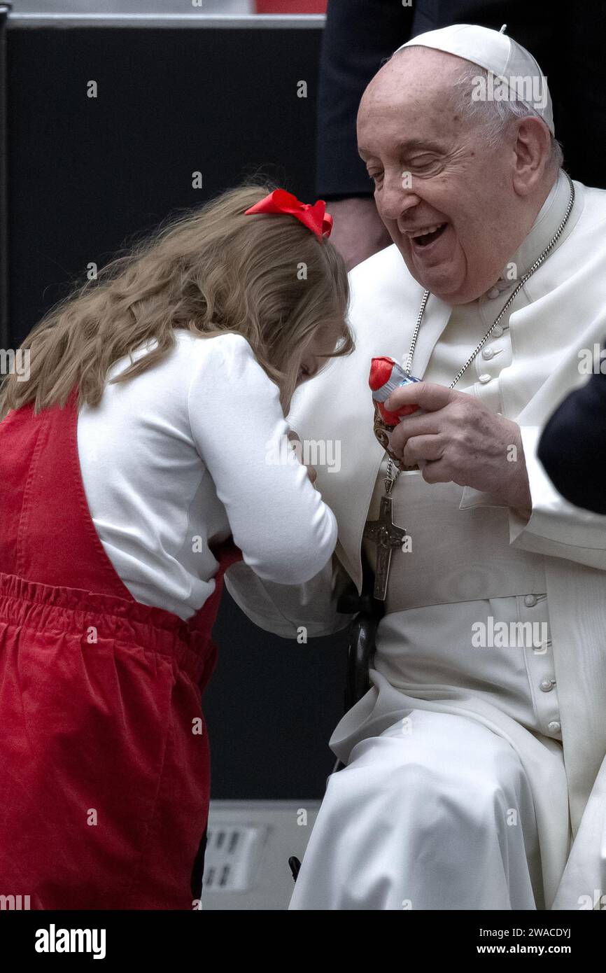 Vatican city, Vatican, 3 January, 2024. Pope Francis during his weekly