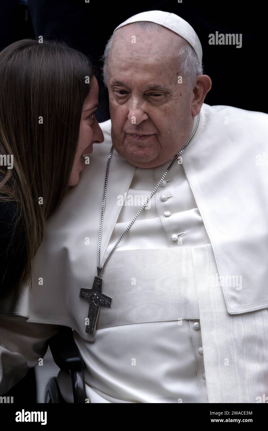 Vatican city, Vatican, 3 January, 2024. Pope Francis during his weekly