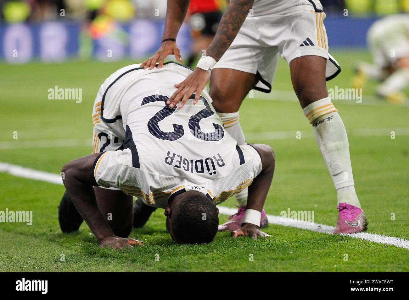 Antonio Rudiger of Real Madrid celebrates a goal during the Spanish ...