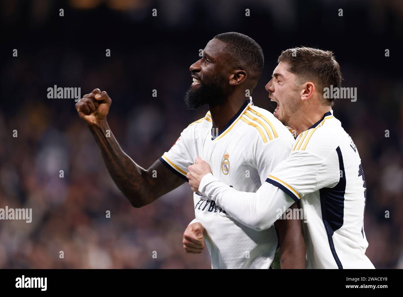 Antonio Rudiger of Real Madrid celebrates a goal during the Spanish ...