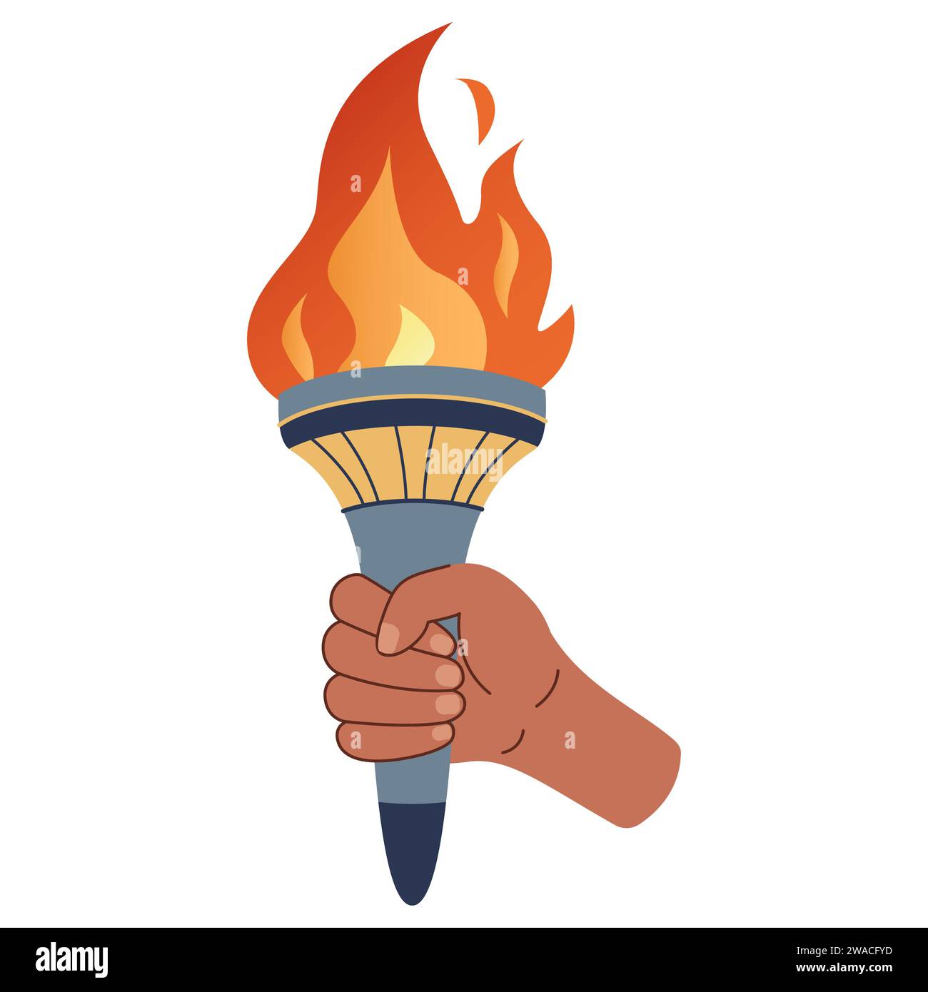 Hand holding a torch. Sport symbol, flat vector illustration design ...