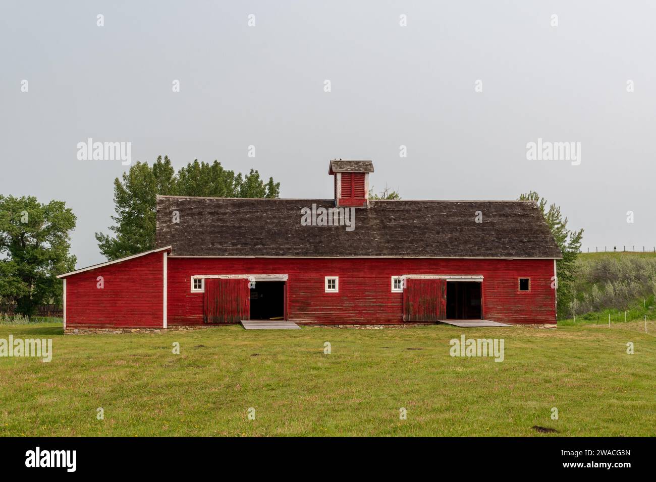 Pekisko, Alberta  Canada - 15 JUN 2023: The beautiful Bar U Ranch National Historic Site Stock Photo