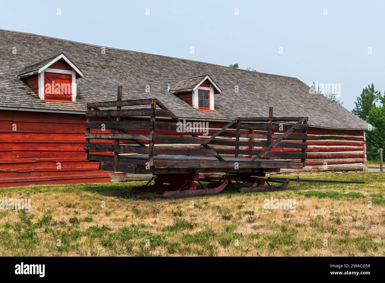 Pekisko, Alberta  Canada - 15 JUN 2023: The beautiful Bar U Ranch National Historic Site Stock Photo