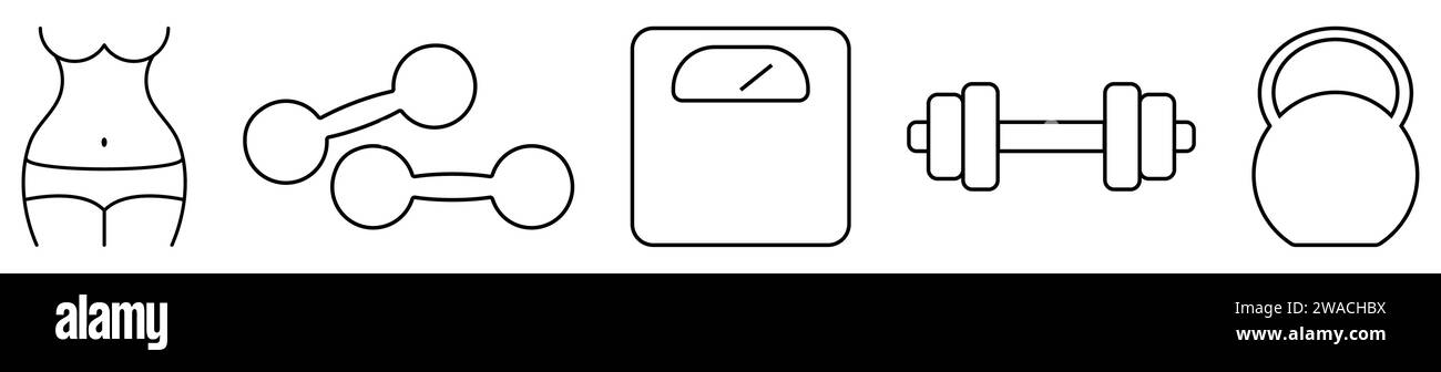 Sport and fitness line icons set. Vector illustration Stock Vector ...
