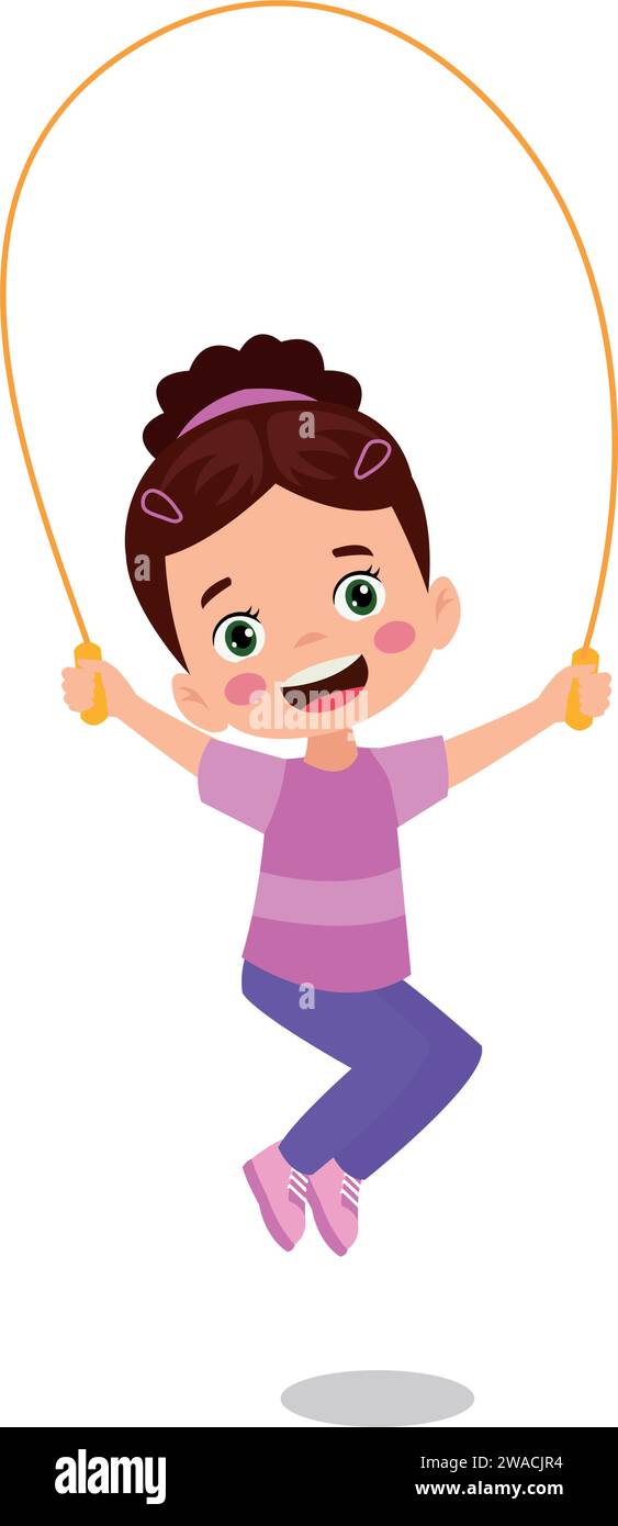 cute and happy kids jumping rope Stock Vector Image & Art - Alamy