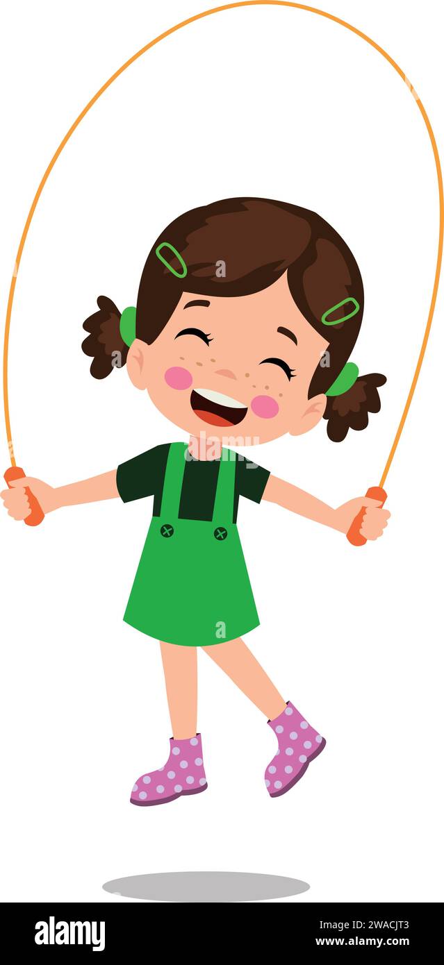 cute and happy kids jumping rope Stock Vector Image & Art - Alamy