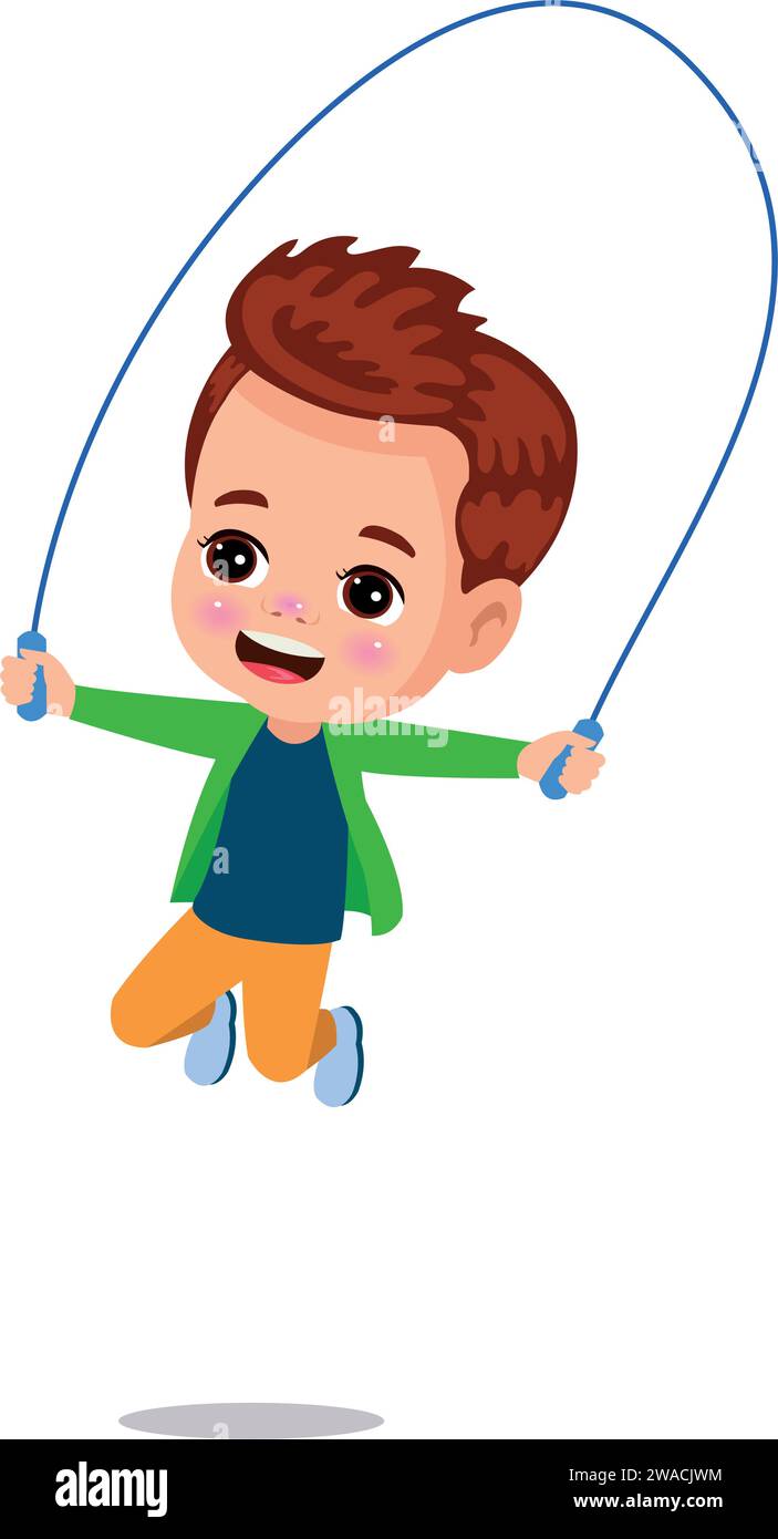 cute and happy kids jumping rope Stock Vector Image & Art - Alamy