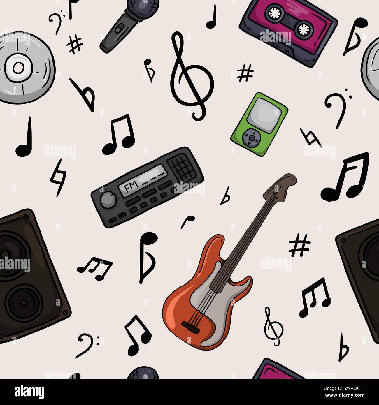Seamless vector pattern for gift paper with musical instruments ...