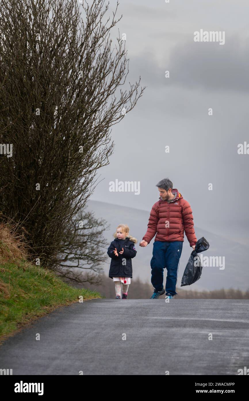Father and Daughter out walking Stock Photo