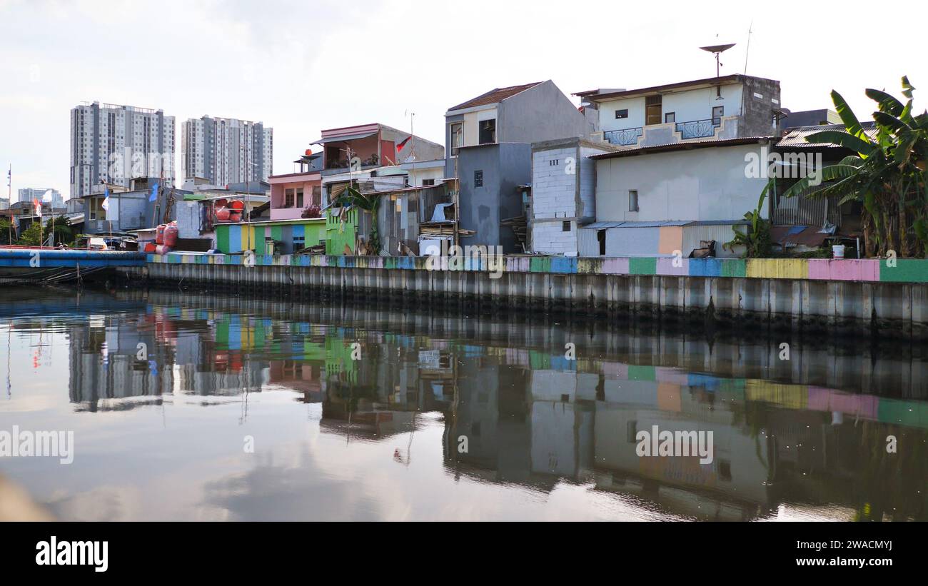 The poor neighborhoods of Jakarta, the capital of Indonesia. Stock Photo