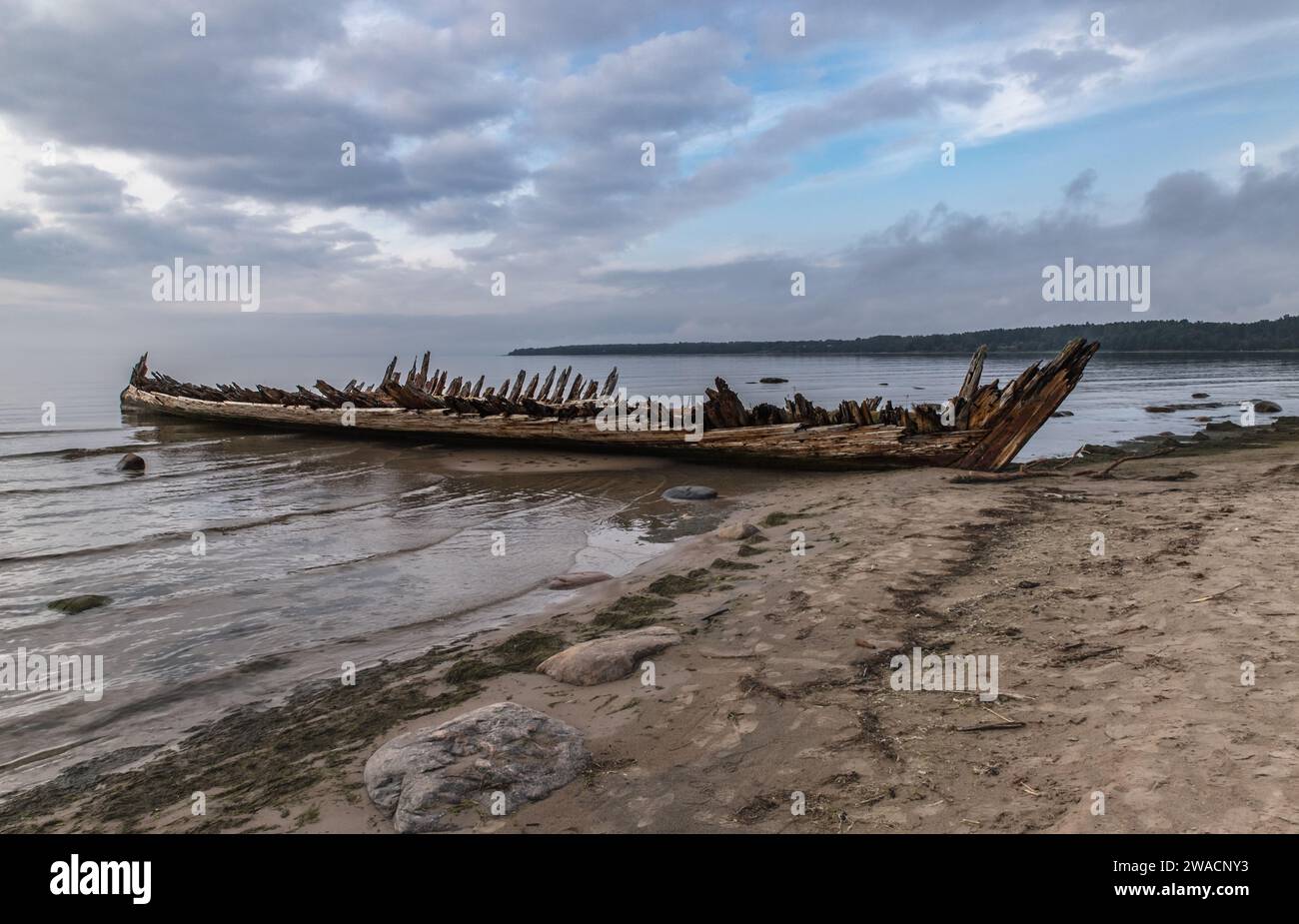 Comté de Harju - Epave d'un trois mâts échoué sur la plage Stock Photo