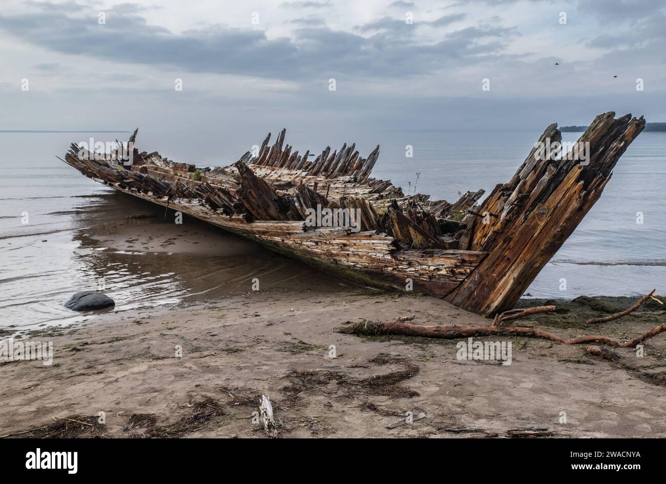 Comté de Harju - Epave d'un trois mâts échoué sur la plage Stock Photo