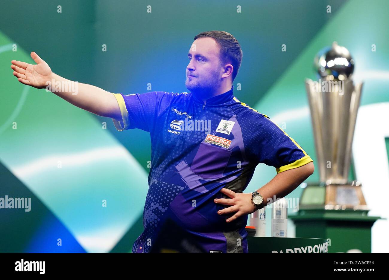 Luke Littler reacts after the final of the Paddy Power World Darts