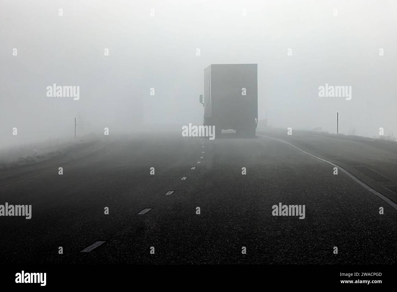 Fog hanging in, making driving difficult on Interstate 84 near the