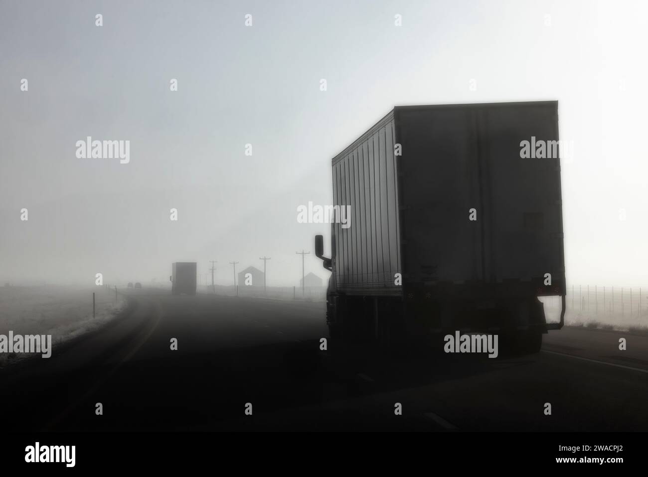 Fog hanging in, making driving difficult on Interstate 84 near the