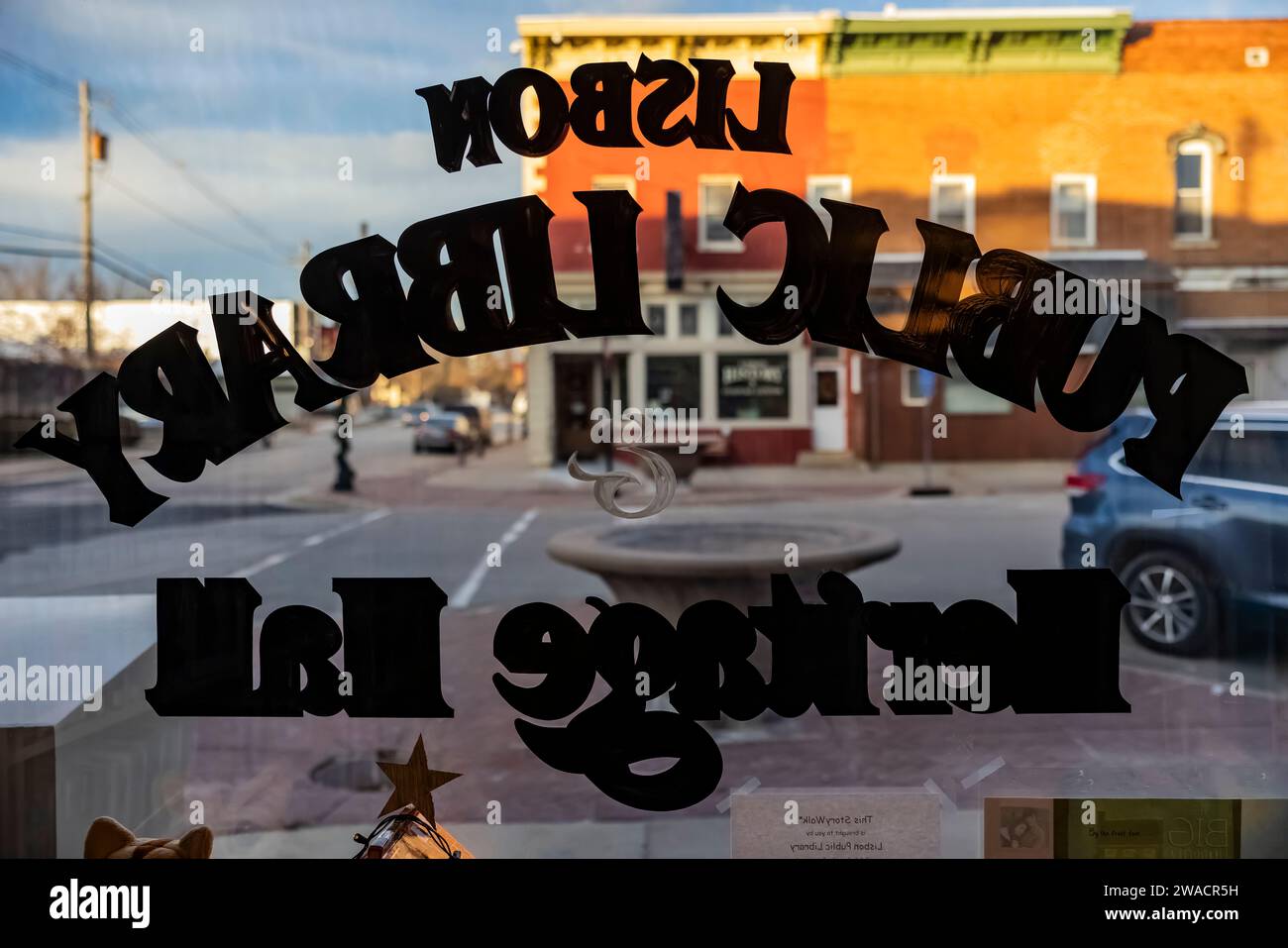 Lisbon Public Library, where the Lincoln Highway passes through the