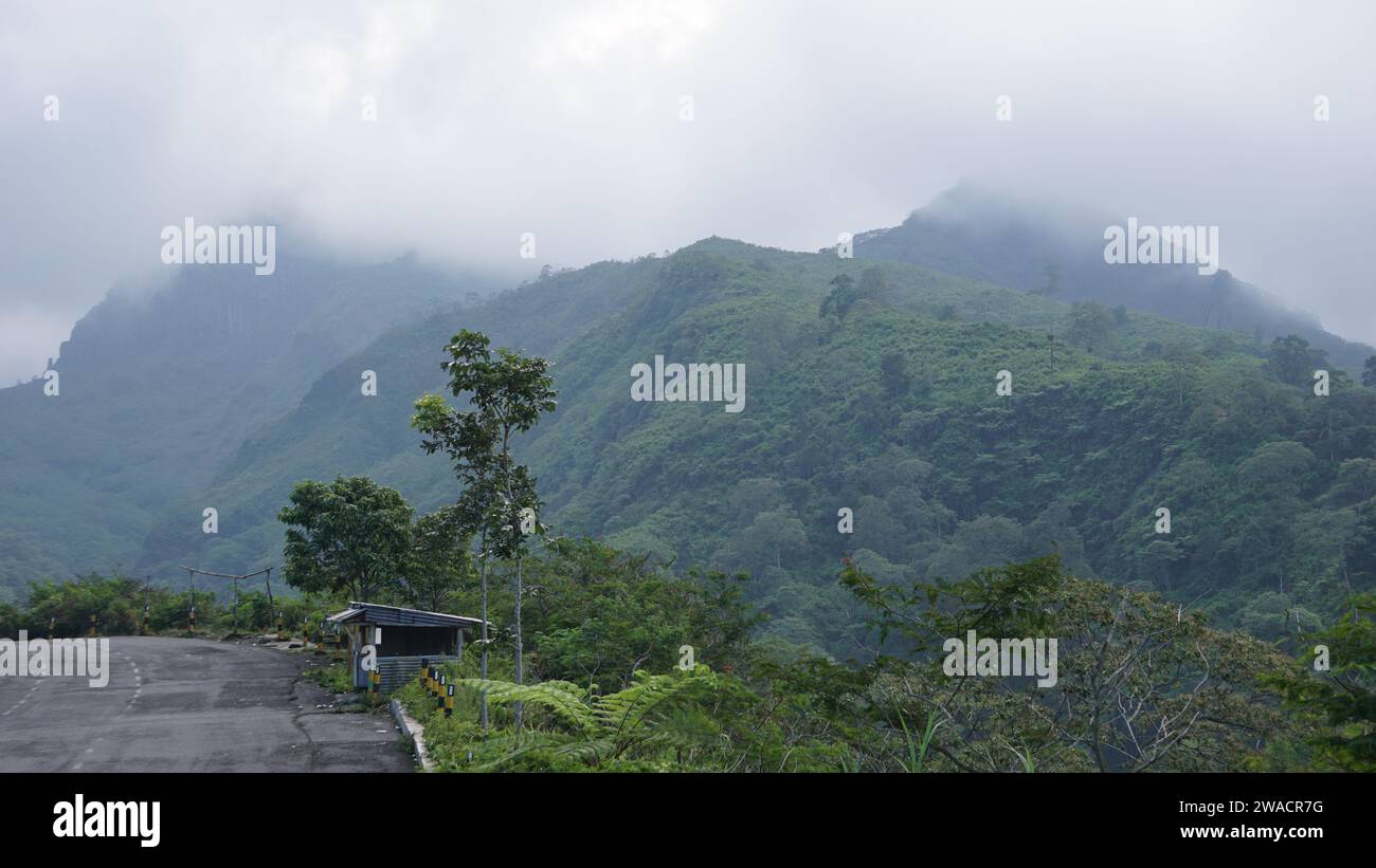 The beautiful scenery of mount kelud in Kediri, East Java, Indonesia. Kelud is one of active volcanoes in Indonesia Stock Photo