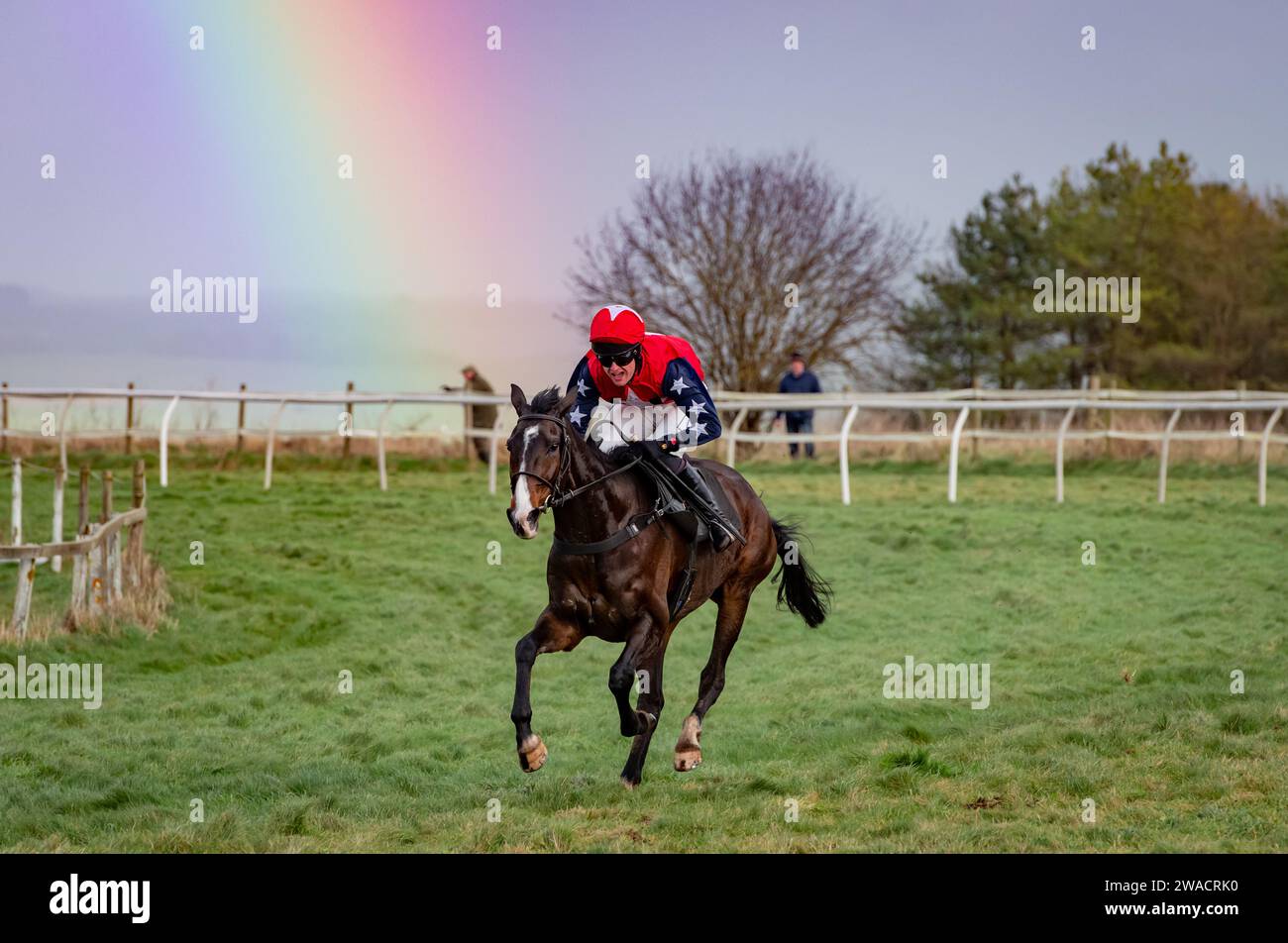 Grace A Vous Enki and jockey James King win at Larkhill Racecourse