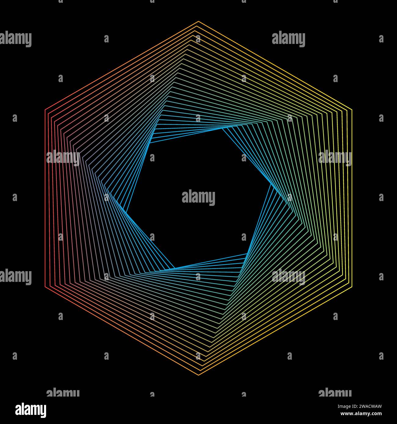 Abstract geometric shape symmetrical, radial, radiating lines. Vector design elements. Stock Vector