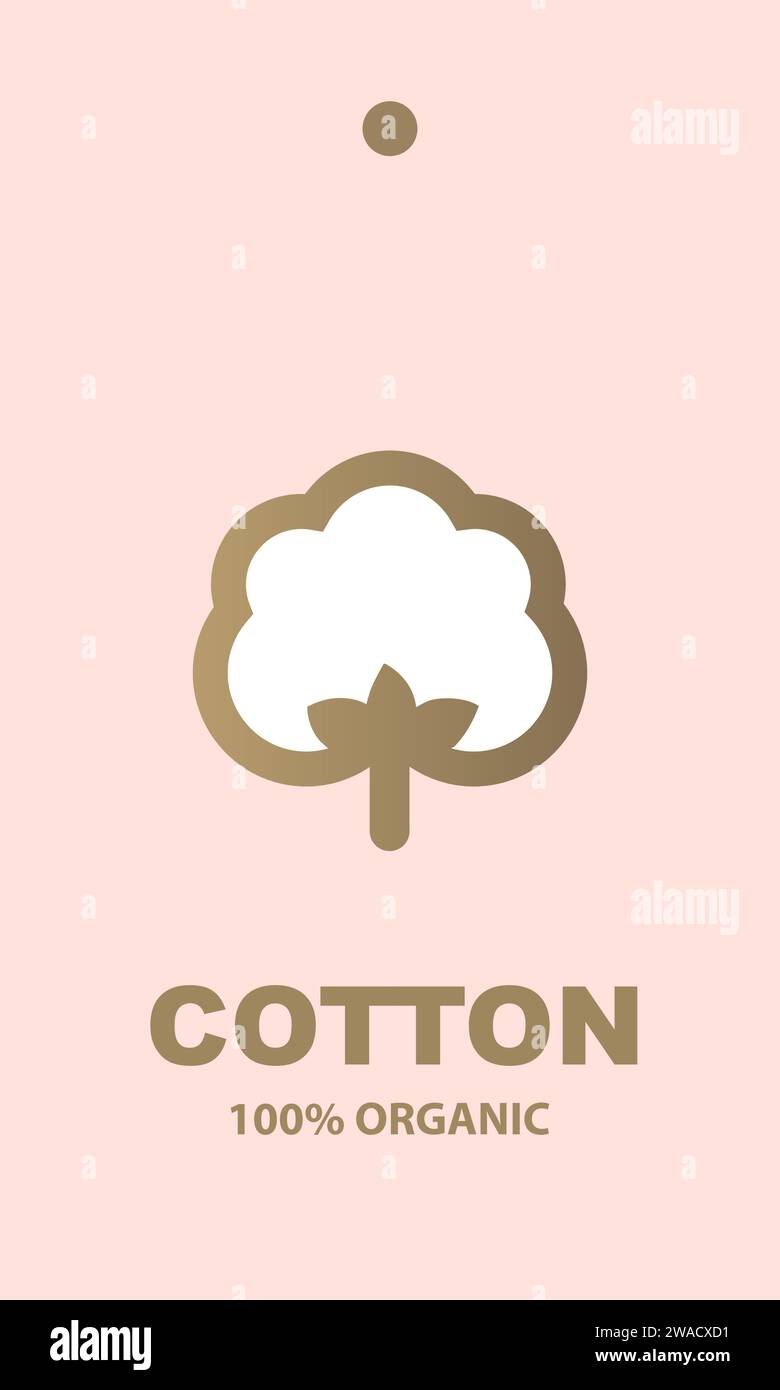 Organic Cotton -  label design element,  organic, sticker, tag, pink background Stock Vector