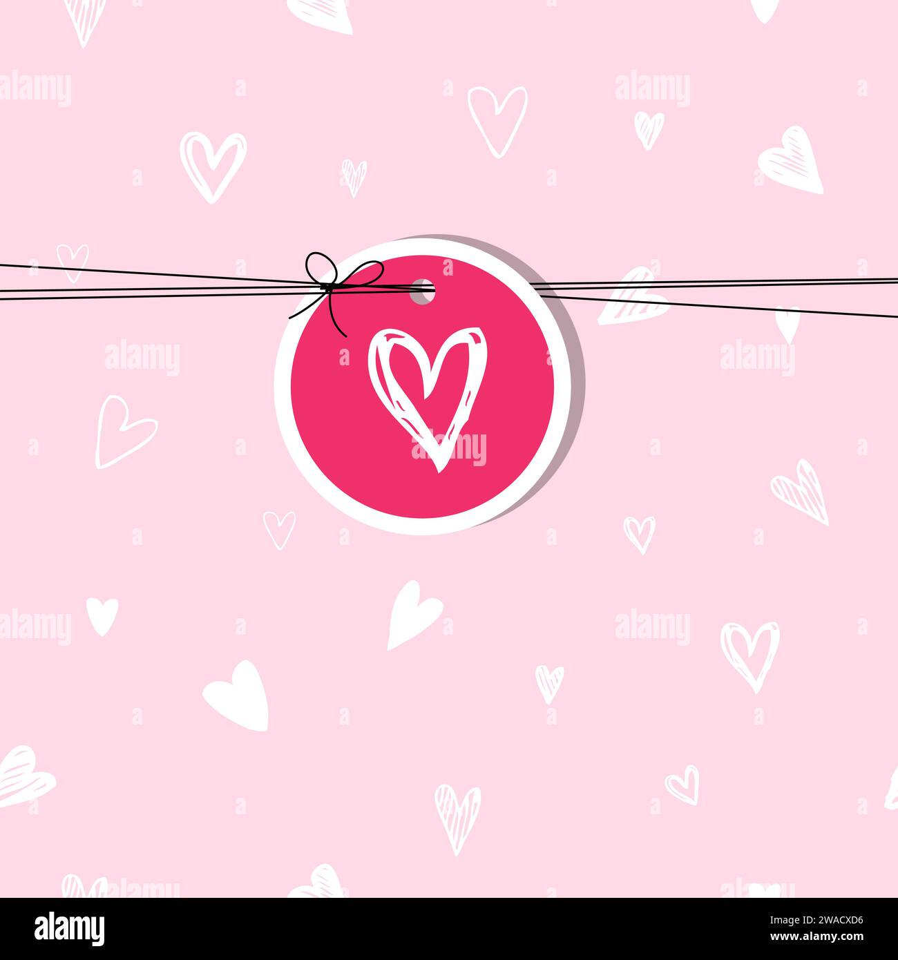 Valentine card with copy space, pink background white hearts Stock ...