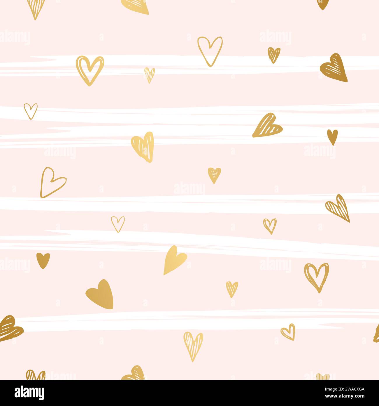 Cute Background with golden hearts, decorative template Stock Vector ...