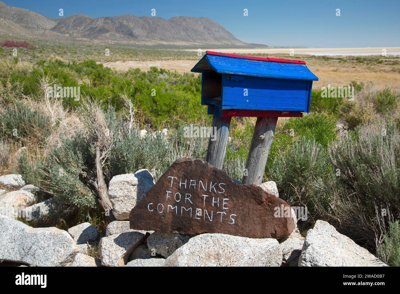 Comment box, Guru Road, Gerlach, Nevada Stock Photo