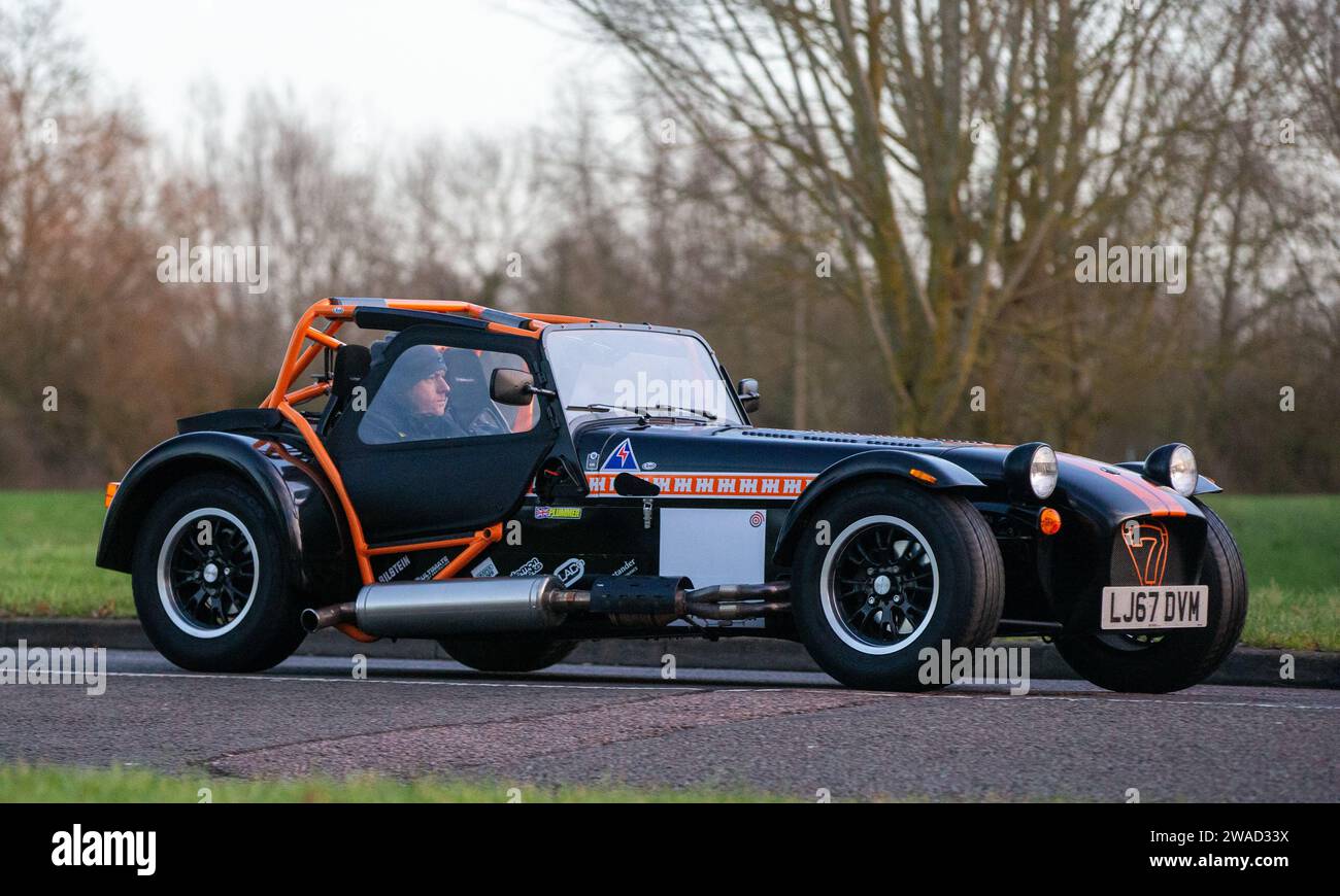 Stony Stratford,UK Jan 1st 2024. 2018 black Caterham 7 sports car