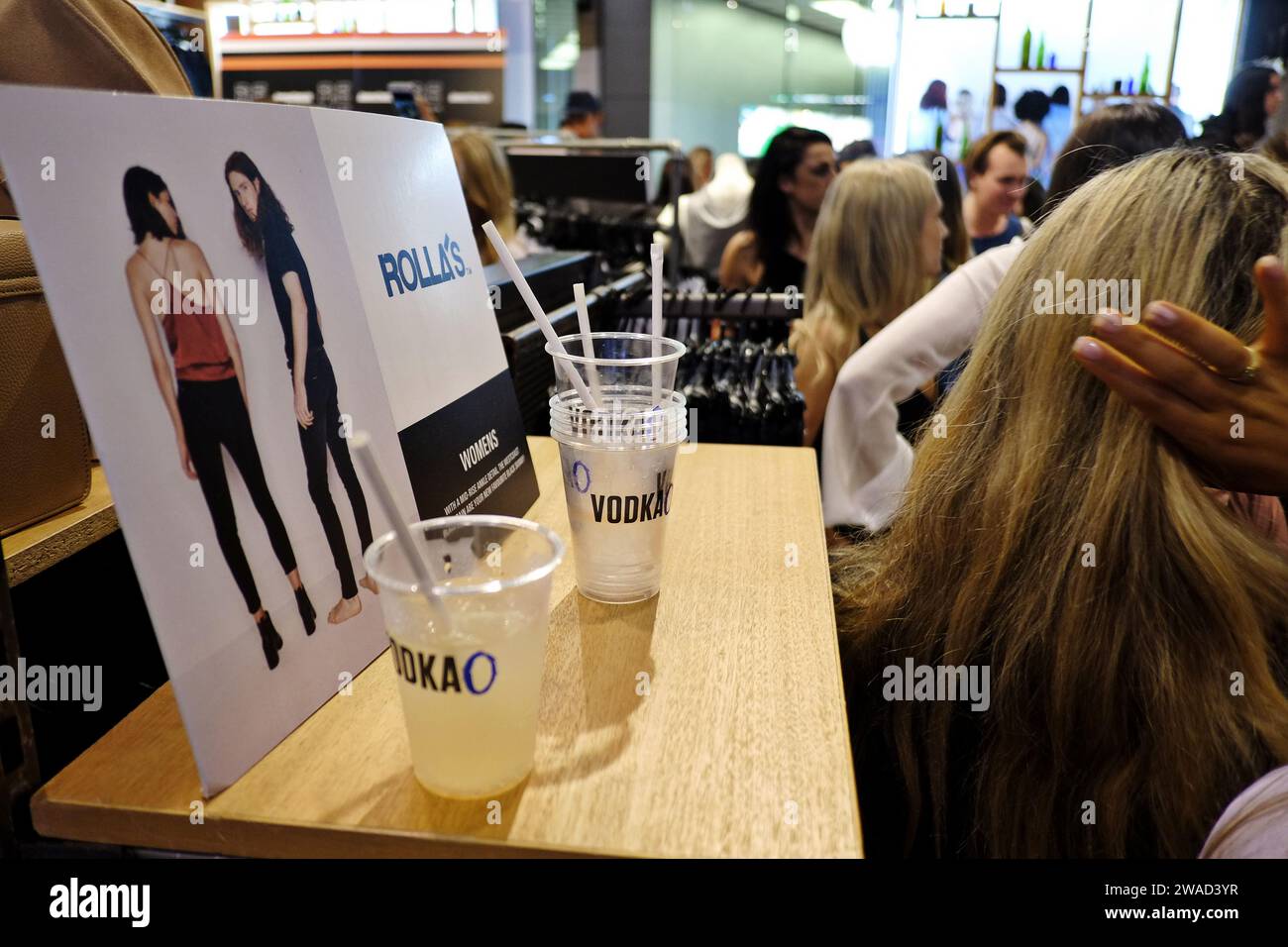 Clear plastic Vodka O cups at a Sydney fashion launch &amp; social media ...