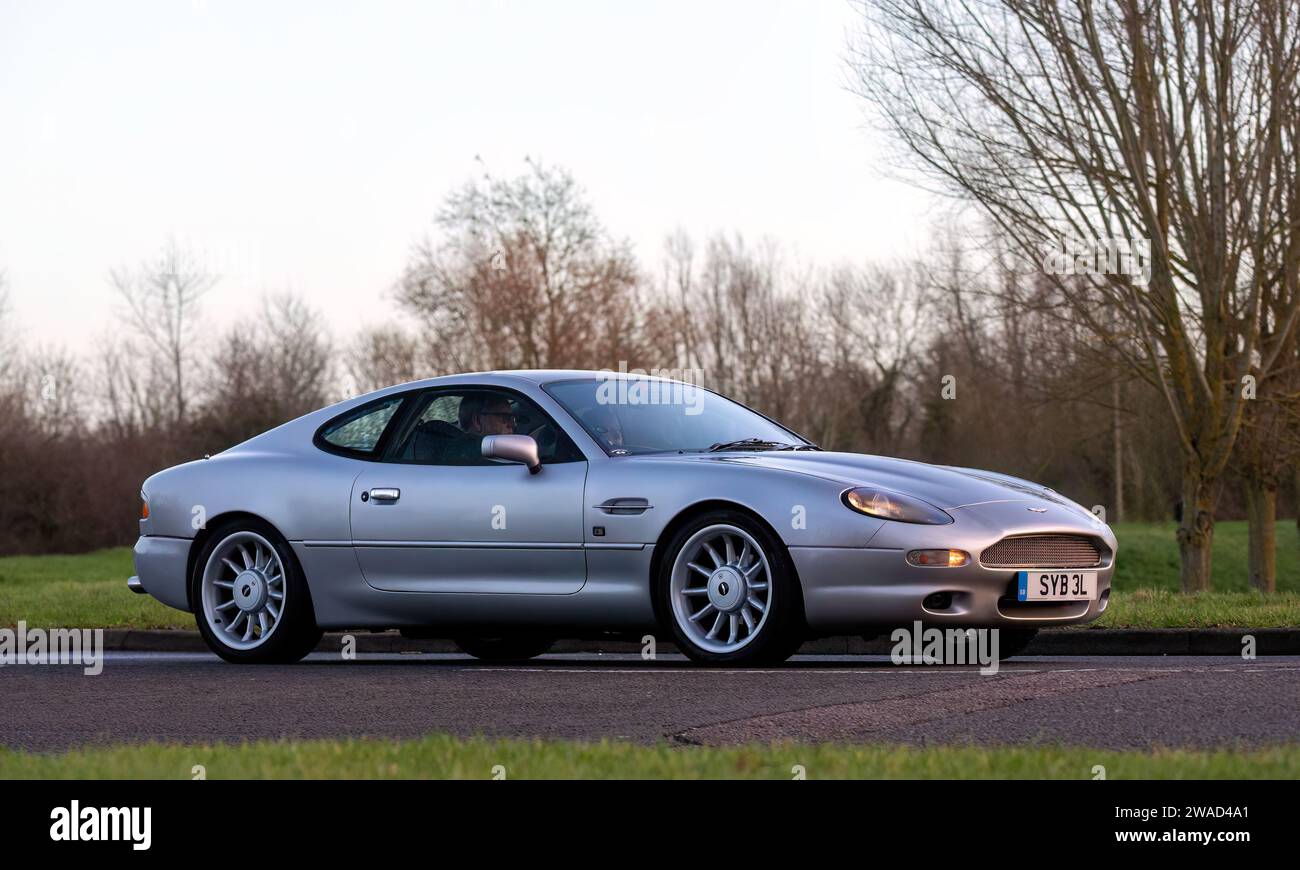 Stony Stratford,UK Jan 1st 2025. 1998 silver Aston Martin DB7 car