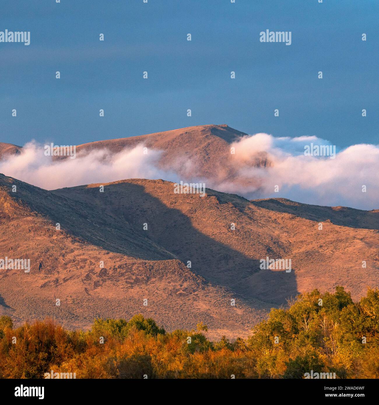 USA, Idaho, Bellevue, Clouds rolling over foothills in autumn Stock Photo