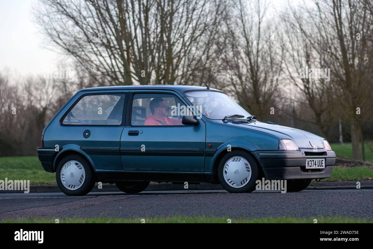 Stony Stratford,UK Jan 1st 2024. 1992 blue Rover Metro hatchback car