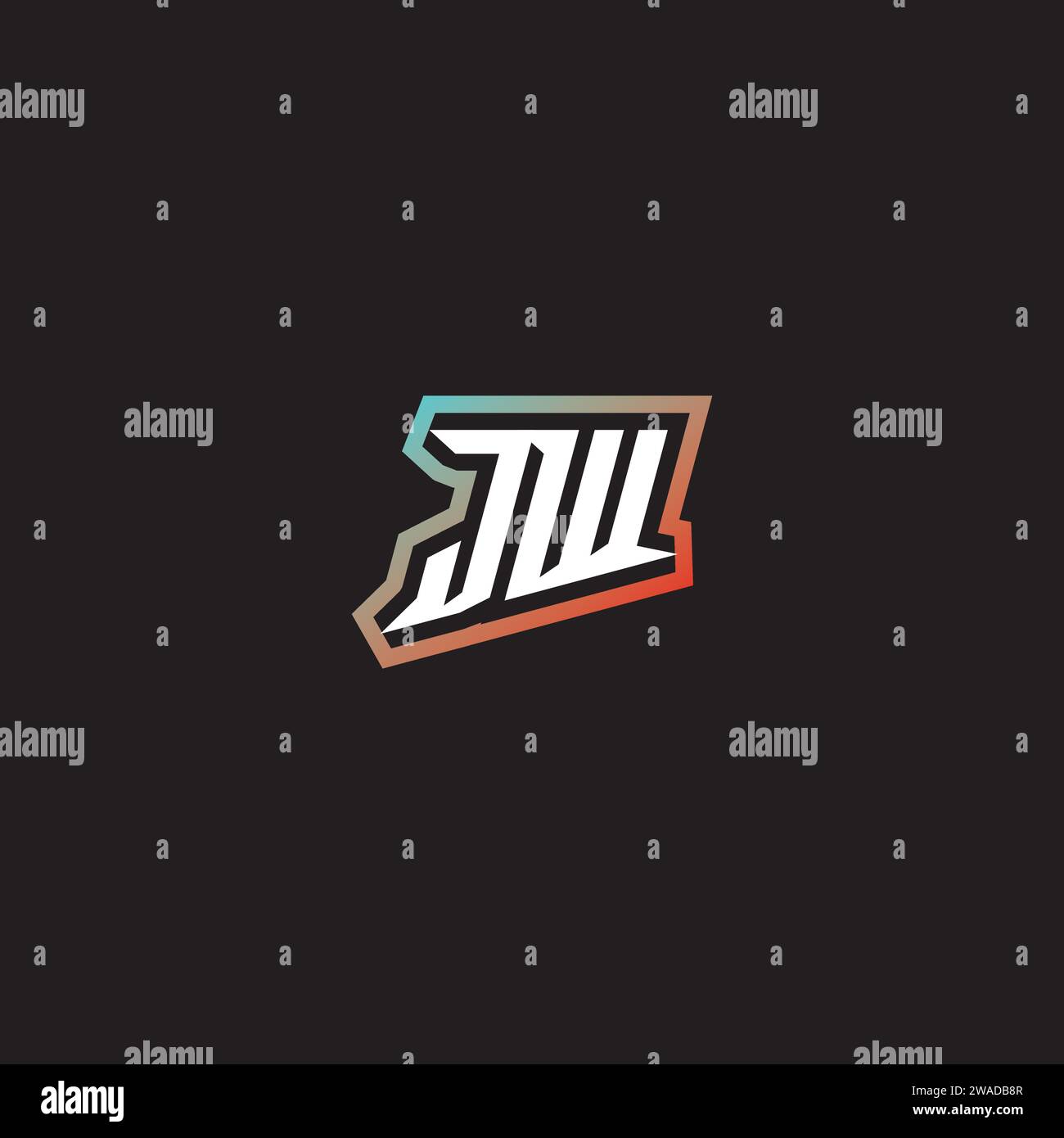 JW letter combination cool logo esport initial and cool color gradattion ideas Stock Vector