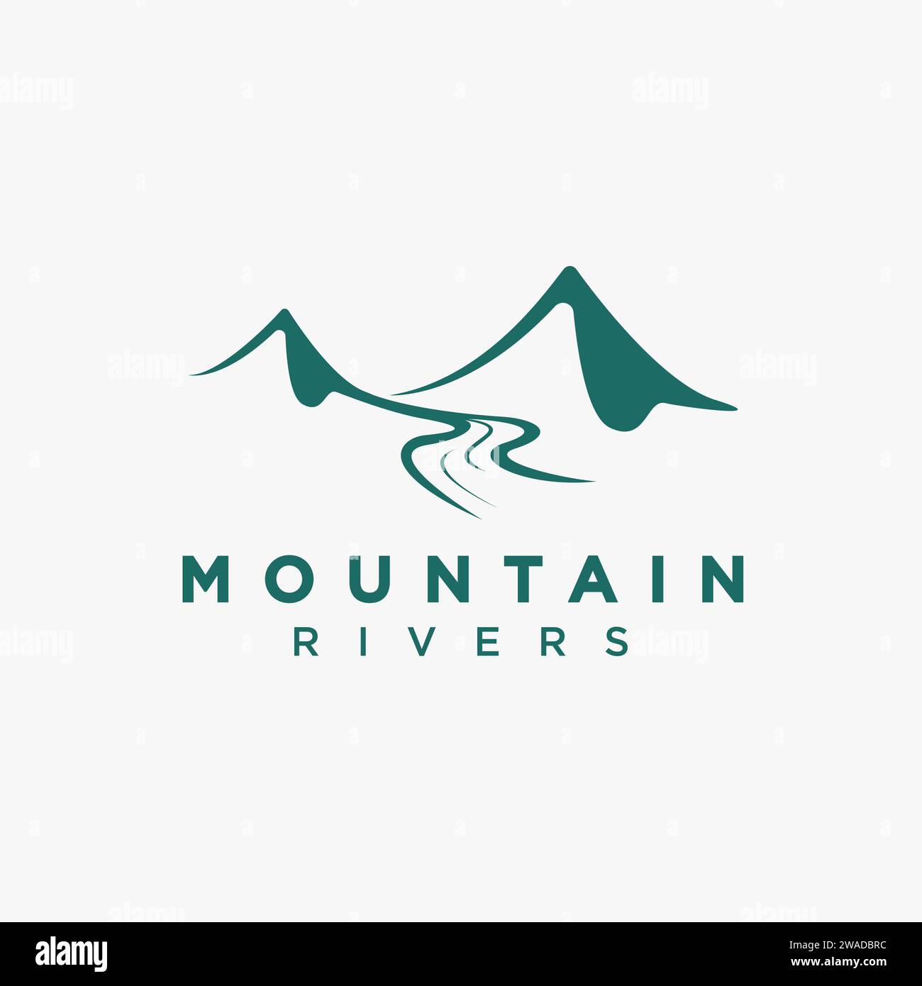 Simple mountain river landscape logo icon vector on white background ...