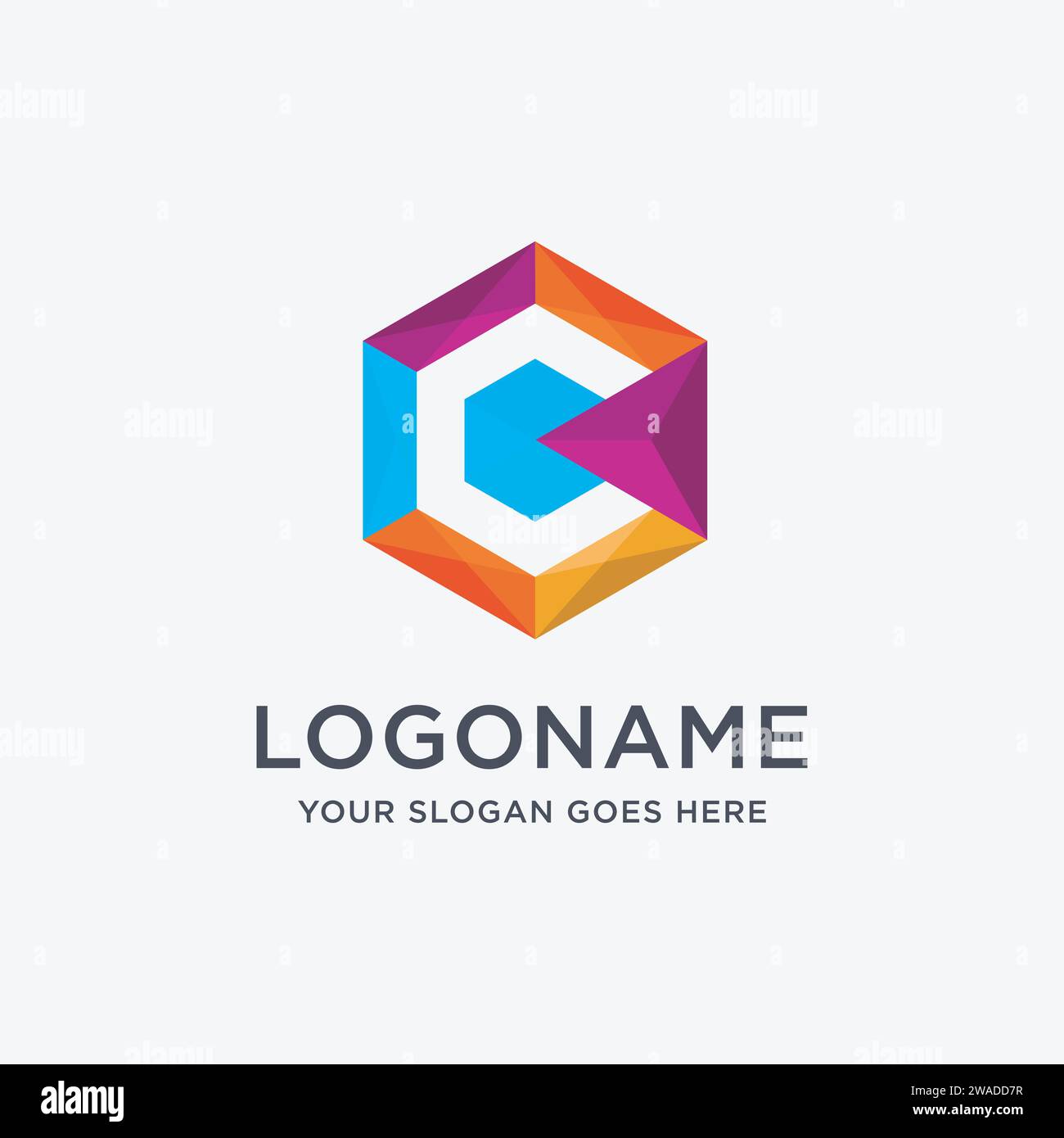 Abstract modern Lowpoly letter C logo icon vector template on white ...