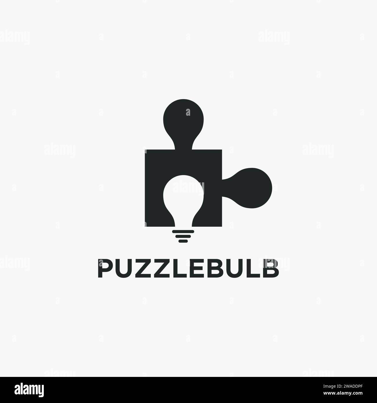 Puzzle and lightbulb logo icon vector template on white background Stock Vector