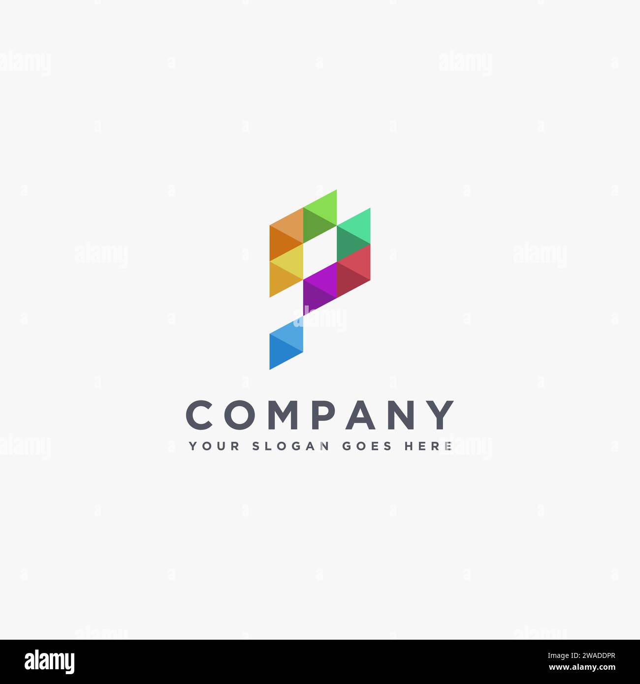 Modern abstract colorful letter P logo icon vector template on white ...