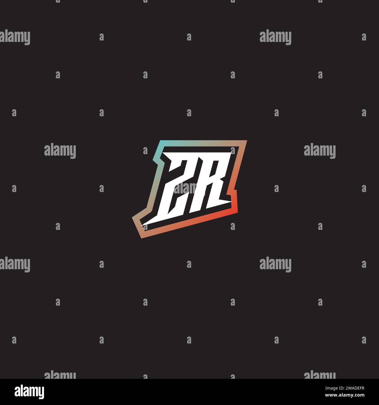 ZR letter combination cool logo esport initial and cool color gradattion ideas Stock Vector