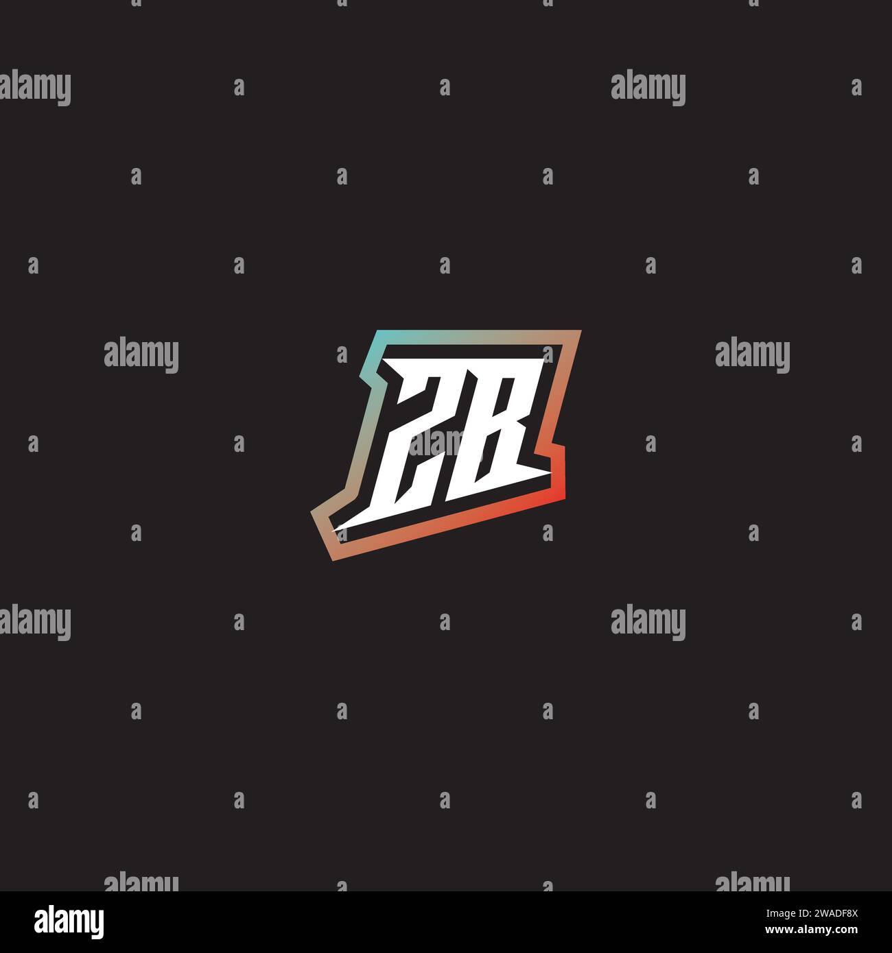 ZB letter combination cool logo esport initial and cool color gradattion ideas Stock Vector