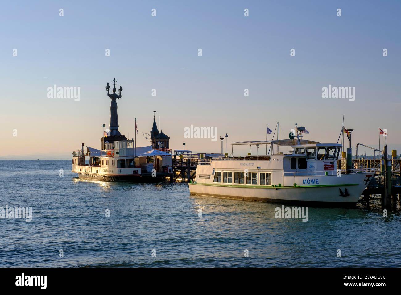 Imperia at the harbour entrance, by artist Peter Lenk, Constance, on Lake Constance, Baden-Wuerttemberg, Germany Stock Photo