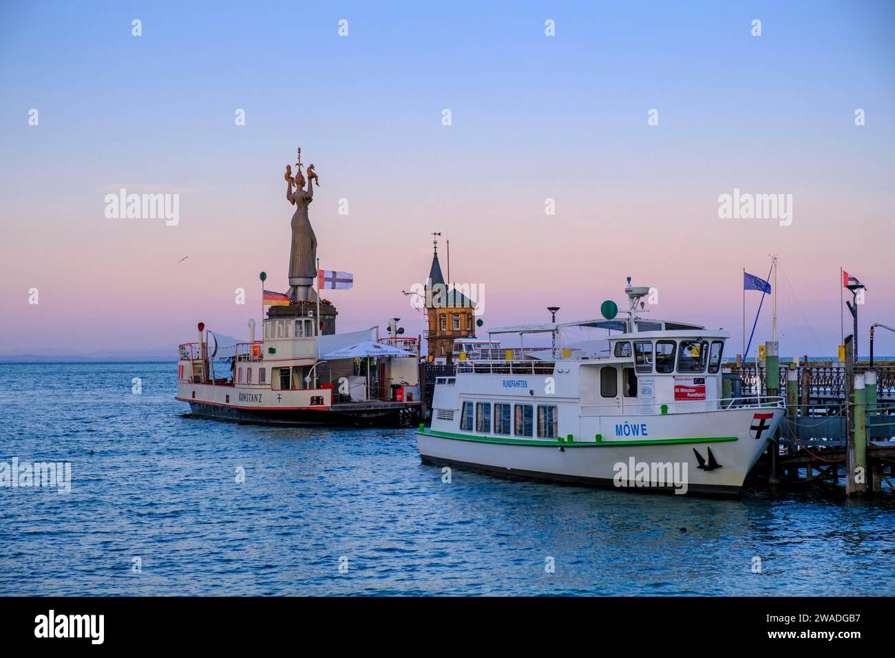 Imperia at the harbour entrance, by artist Peter Lenk, Constance, on Lake Constance, Baden-Wuerttemberg, Germany Stock Photo
