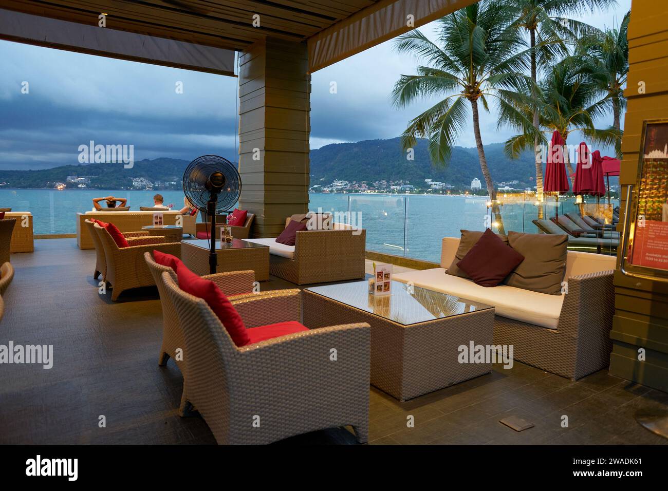 PHUKET, THAILAND - MAY 04, 2023: tables and armchairs as seen at Amari Phuket Hotel. Stock Photo