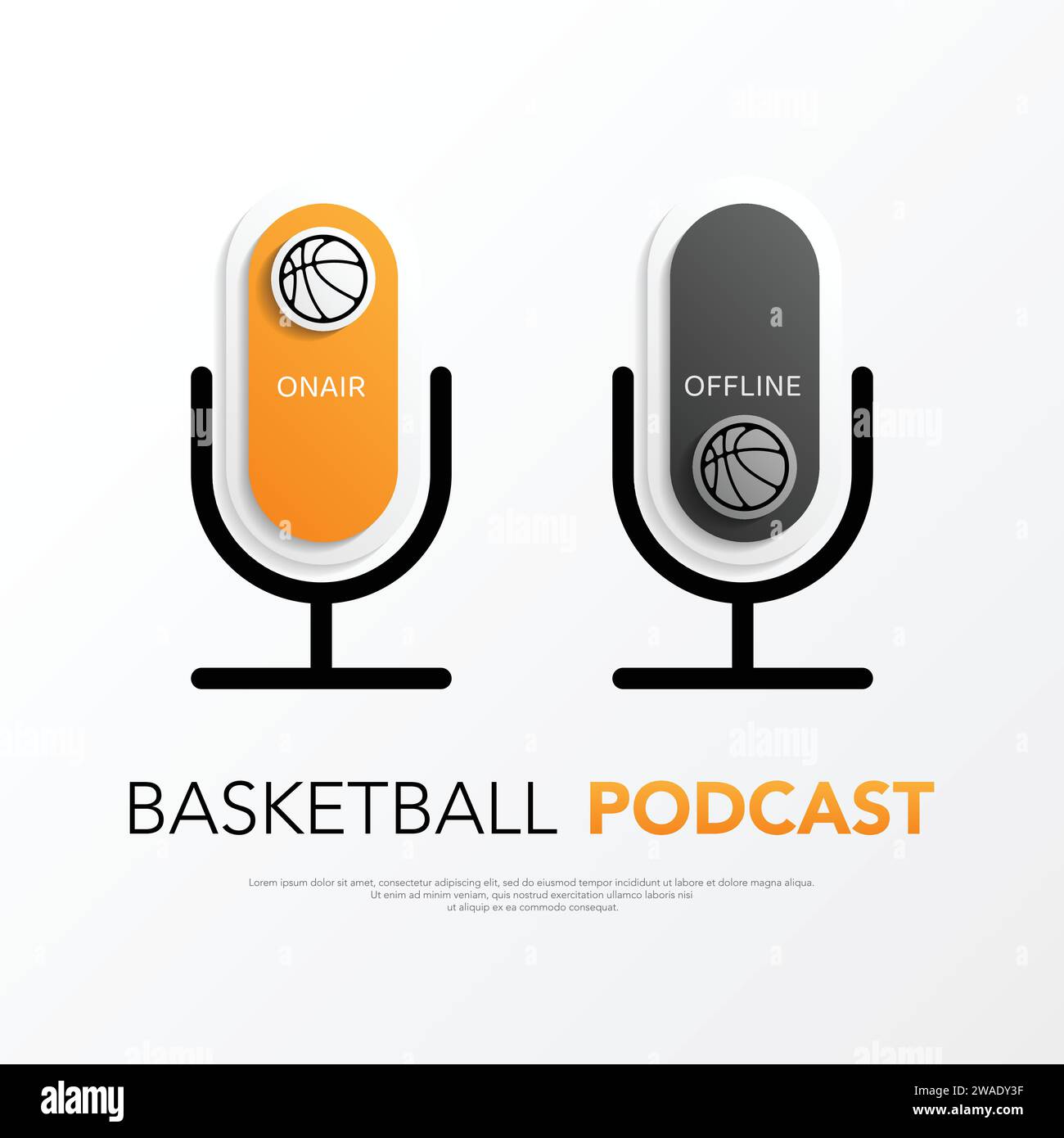Microphone podcast basketball Stock Vector