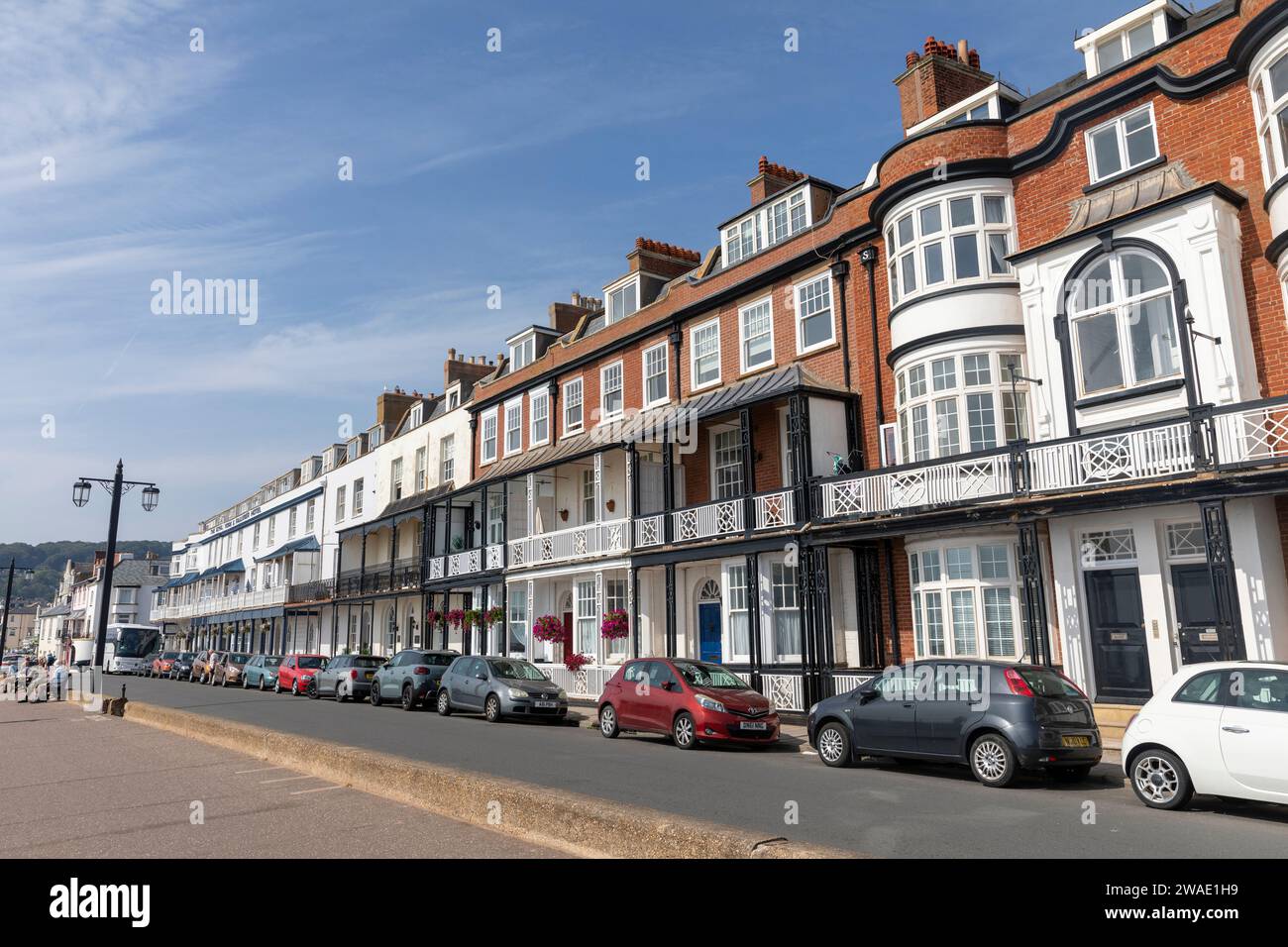 Sidmouth Devon town in the south west of England, view along the