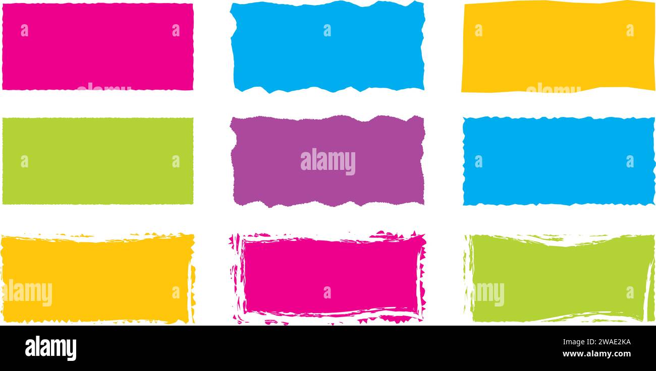 Jagged rectangle. Bright color simple shapes. Rectangle paper template ...