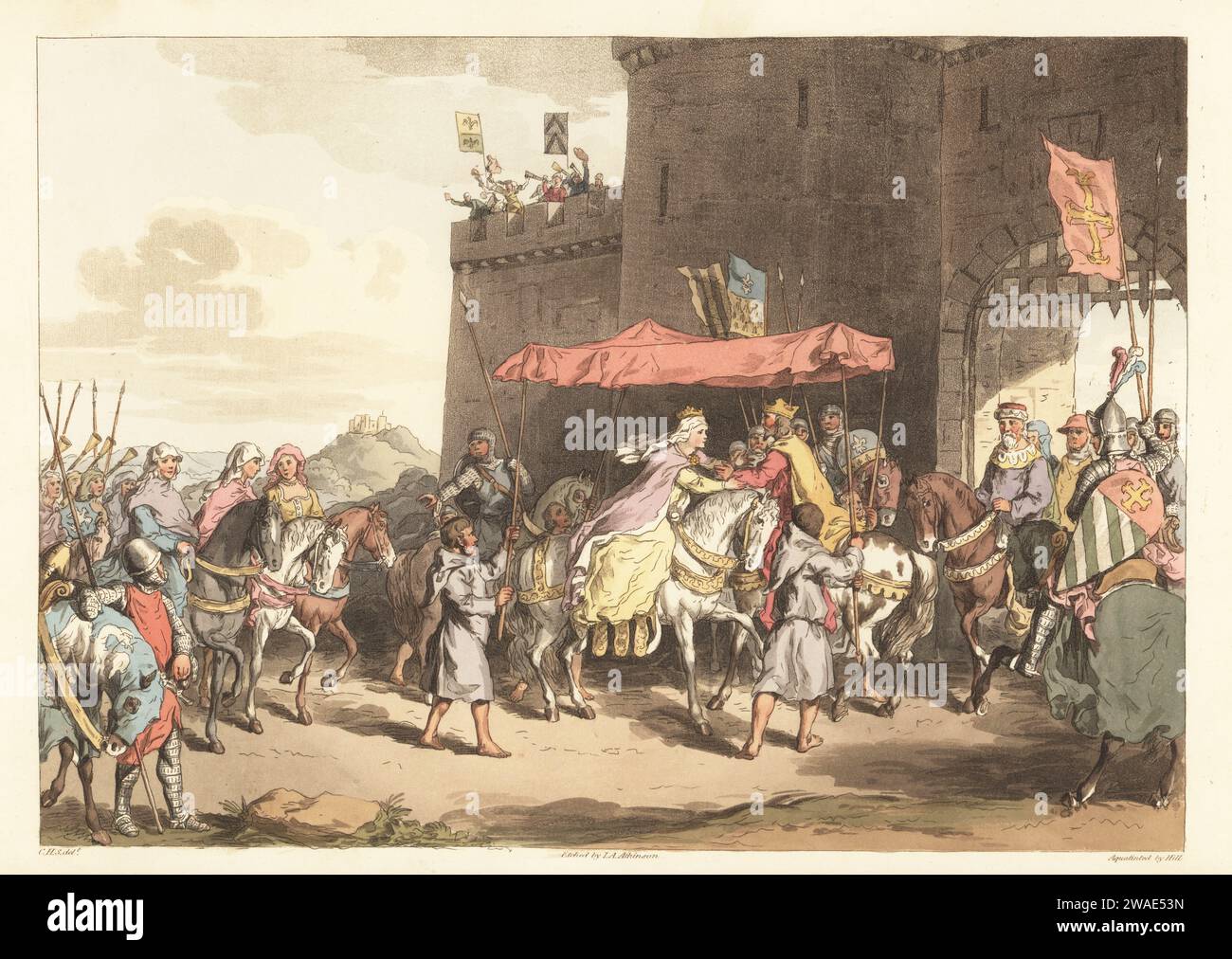 Costumes of the reign of King Henry III, 1250. A lady in rides